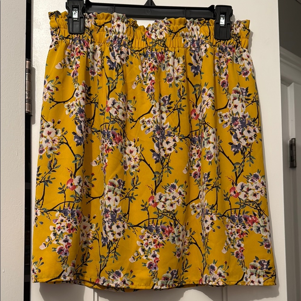 Blue Rain Yellow Smocked Bubble Mini Skirt